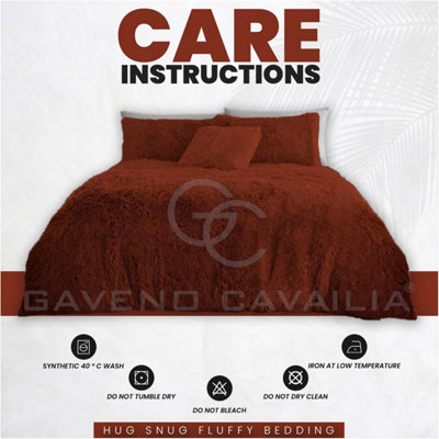 GC GAVENO CAVAILIA Hug & Snug Teddy Fleece Single Rust Duvet Cover With Matching Pillowcase Warm Fluffy Soft & Cosy Bedding Set