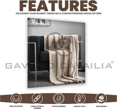 GC GAVENO CAVAILIA Hug Wave Fling Throw 200x240 Natural Fluffy Soft And Cosy Blankets for Sofa Bed