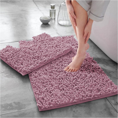 GC GAVENO CAVAILIA Infinity Loop 2 Piece Bath Mat Set Blush Pink Super Absorbent Non Slip Shower Mat