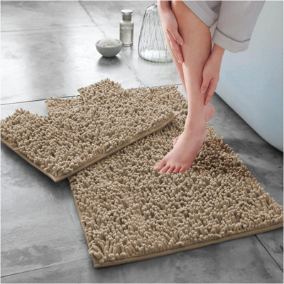 GC GAVENO CAVAILIA Infinity Loop 2 Piece Bath Mat Set Natural Super Absorbent Non Slip Shower Mat
