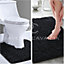 GC GAVENO CAVAILIA Infinity Loop Extra Large 2 Piece Bath Mat Set Black Super Absorbent Non Slip Shower Mat