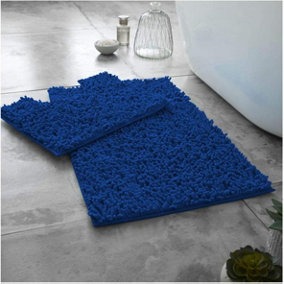 GC GAVENO CAVAILIA Infinity Loop Extra Large 2 Piece Bath Mat Set Royal Blue Super Absorbent Non Slip Shower Mat