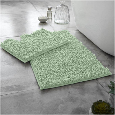 GC GAVENO CAVAILIA Infinity Loop Extra Large 2 Piece Bath Mat Set Sage Green Super Absorbent Non Slip Shower Mat