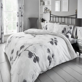 GC GAVENO CAVAILIA Joyful botanical duvet cover bedding set grey double 3PC with reversible floral printed quilt bedding set