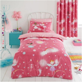 GC GAVENO CAVAILIA Kids Printed Fairy Buddies Single Pink Duvet Cover Bedding Set With Matching Pillowcase