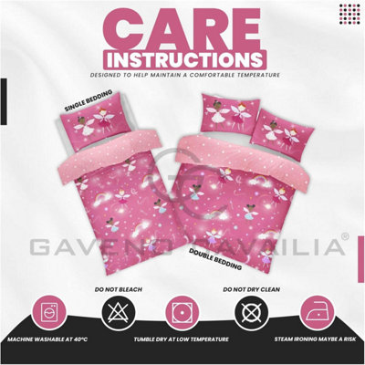 GC GAVENO CAVAILIA Kids Printed Fairy Buddies Single Pink Duvet Cover Bedding Set With Matching Pillowcase