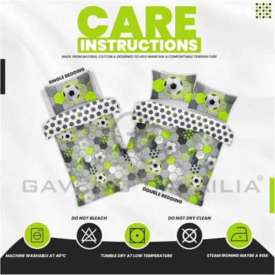 GC GAVENO CAVAILIA Kids Printed Football Stamp Grey Single Duvet Cover Bedding Set With Matching Pillowcase