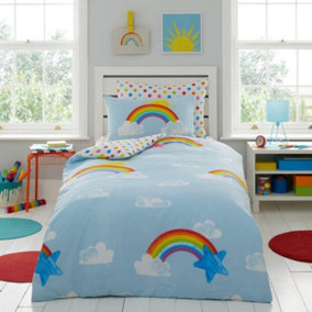 GC GAVENO CAVAILIA Kids Printed Sunny Rainbow Single Duvet Cover With Matching Pillowcase Bedding Set