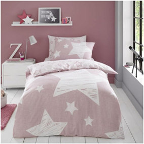 GC GAVENO CAVAILIA Kids Printed Superstar Blush Pink Single Duvet Cover With Matching Pillowcase Bedding Set