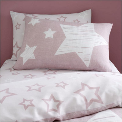 GC GAVENO CAVAILIA Kids Printed Superstar Blush Pink Single Duvet Cover With Matching Pillowcase Bedding Set