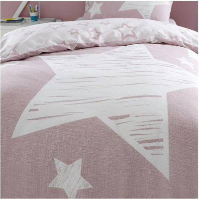 GC GAVENO CAVAILIA Kids Printed Superstar Blush Pink Single Duvet Cover With Matching Pillowcase Bedding Set