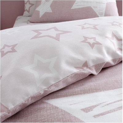GC GAVENO CAVAILIA Kids Printed Superstar Blush Pink Single Duvet Cover With Matching Pillowcase Bedding Set