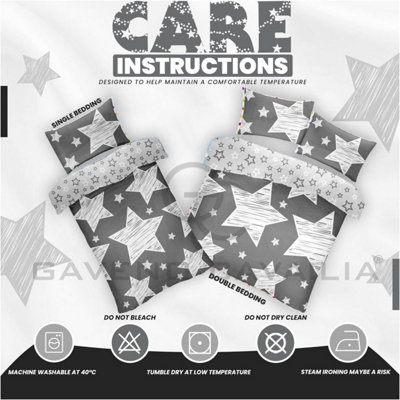 GC GAVENO CAVAILIA Kids Printed Superstar Grey Single Duvet Cover With Matching Pillowcase Bedding Set