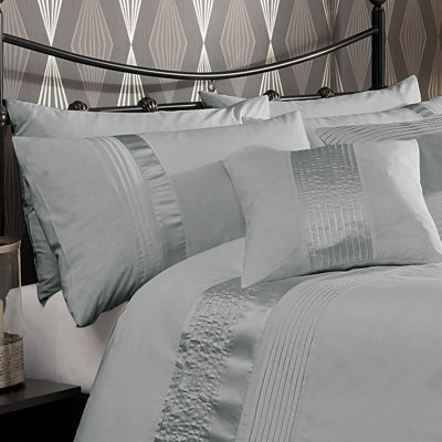 GC GAVENO CAVAILIA Luxe duvet cover bedding set silver double 3PC with embriodery quilt cover