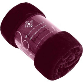 GC GAVENO CAVAILIA Luxury Faux Fur Throw 150x200 CM Aubergine Fleece Blanket for Double Bed & Sofa Bed