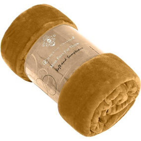 GC GAVENO CAVAILIA Luxury Faux Fur Throw 150x200 CM Biscuit Fleece Blanket for Double Bed & Sofa Bed