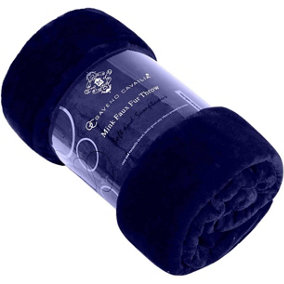 GC GAVENO CAVAILIA Luxury Faux Fur Throw 150x200 CM Blue Fleece Blanket for Double Bed & Sofa Bed