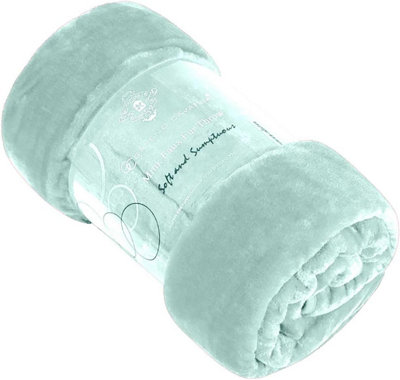 GC GAVENO CAVAILIA Luxury Faux Fur Throw 150x200 CM Duck Egg Fleece Blanket for Double Bed & Sofa Bed