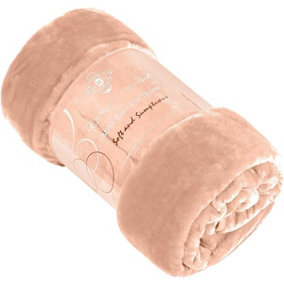 GC GAVENO CAVAILIA Luxury Faux Fur Throw 150x200 CM Peach Fleece Blanket for Double Bed & Sofa Bed