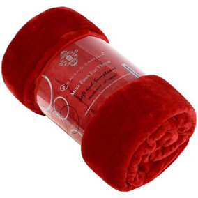 GC GAVENO CAVAILIA Luxury Faux Fur Throw 150x200 CM Red Fleece Blanket for Double Bed & Sofa Bed