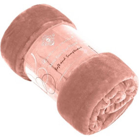 GC GAVENO CAVAILIA Luxury Faux Fur Throw 200X240 CM Blush Pink Fleece Blanket for King Bed & Sofa Bed