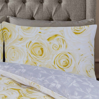 GC GAVENO CAVAILIA Madison roses duvet cover bedding set ochre superking 3PC with flowers design reversible quilt cover