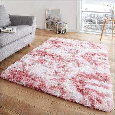 GC GAVENO CAVAILIA Marble Haven Snuggle Rug 120x170 CM Blush Pink Luxury Plain Faux Fur Shaggy Decor Rug