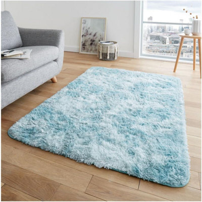 GC GAVENO CAVAILIA Marble Haven Snuggle Rug 120x170 CM Duck Egg Luxury Plain Faux Fur Shaggy Decor Rug