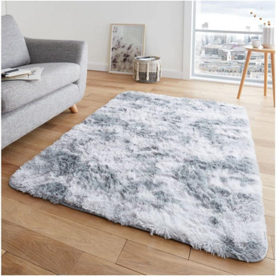 GC GAVENO CAVAILIA Marble Haven Snuggle Rug 120x170 CM Grey Luxury Plain Faux Fur Shaggy Decor Rug