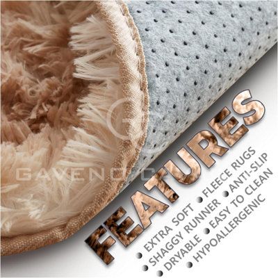 GC GAVENO CAVAILIA Marble Haven Snuggle Rug 120x170 CM Natural Luxury Plain Faux Fur Shaggy Decor Rug