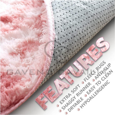 GC GAVENO CAVAILIA Marble Haven Snuggle Rug 160x230 CM Blush Pink Luxury Plain Faux Fur Shaggy Decor Rug