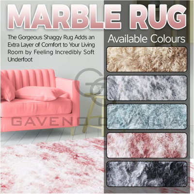 GC GAVENO CAVAILIA Marble Haven Snuggle Rug 160x230 CM Blush Pink Luxury Plain Faux Fur Shaggy Decor Rug