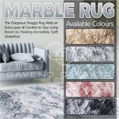 GC GAVENO CAVAILIA Marble Haven Snuggle Rug 160x230 CM Grey Luxury Plain Faux Fur Shaggy Decor Rug