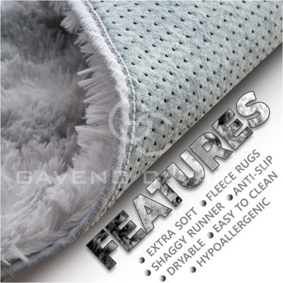 GC GAVENO CAVAILIA Marble Haven Snuggle Rug 200x290 CM Grey Luxury Plain Faux Fur Shaggy Decor Rug