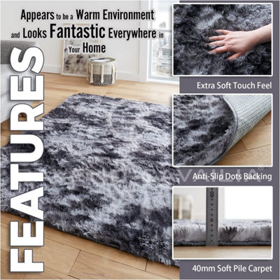 GC GAVENO CAVAILIA Marble Haven Snuggle Rug 60x110 CM Charcoal Luxury ...