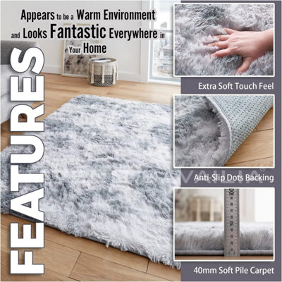 GC GAVENO CAVAILIA Marble Haven Snuggle Rug 80x150 CM Grey Luxury Plain Faux Fur Shaggy Decor Rug