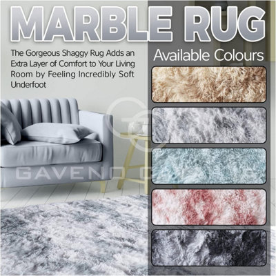 GC GAVENO CAVAILIA Marble Haven Snuggle Rug 80x150 CM Grey Luxury Plain Faux Fur Shaggy Decor Rug