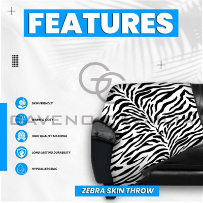 GC GAVENO CAVAILIA New Zebra Skin Throw 150X200 Mono Super Soft