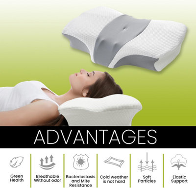 Cervical Pillow For Neck And Shoulder Pain Relief Memory Foam Orthopedic Contour Pillow Ergonomic Adjustable Height Support Side Back Stomach Sleeper Breatha