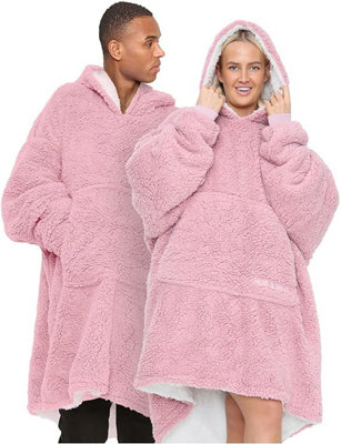 GC GAVENO CAVAILIA Oversized Blush Pink Fluffy Blanket Hoodie, Fleece Wearable Blanket Unisex