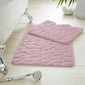 GC GAVENO CAVAILIA Pearl Memory 2 Piece Non Slip Bath Mat Blush Pink Quick Dry Water Absorbent Bathroom Shower Mat