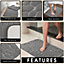 GC GAVENO CAVAILIA Pearl Memory 2 Piece Non Slip Bath Mat Charcoal Quick Dry Water Absorbent Bathroom Shower Mat & Padestal Set