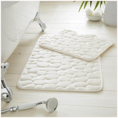 GC GAVENO CAVAILIA Pearl Memory 2 Piece Non Slip Bath Mat Cream Quick Dry Water Absorbent Bathroom Shower Mat & Padestal Set Price Comparisons | Compare The Build