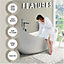 GC GAVENO CAVAILIA Pearl Memory 2 Piece Non Slip Bath Mat Cream Quick Dry Water Absorbent Bathroom Shower Mat & Padestal Set