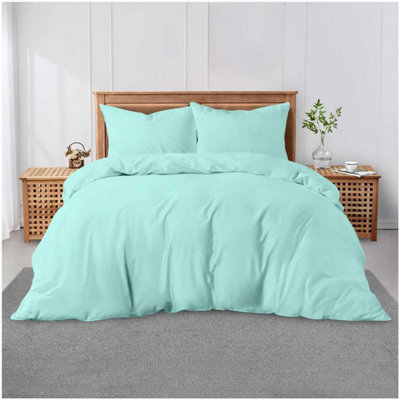 GC GAVENO CAVAILIA Plain Dyed Duvet Cover Double Polycotton Solid Bedding Set Breathable & Lightweight Duvet Cover Bed Set Aqua