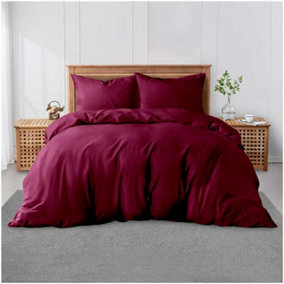GC GAVENO CAVAILIA Plain Dyed Duvet Cover Double Polycotton Solid Bedding Set Breathable & Lightweight Duvet Cover Bed Set Berry