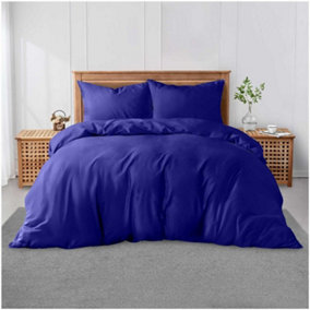 GC GAVENO CAVAILIA Plain Dyed Duvet Cover Double Polycotton Solid Bedding Set Breathable & Lightweight Duvet Cover Bed Set Blue