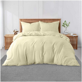 GC GAVENO CAVAILIA Plain Dyed Duvet Cover Double Polycotton Solid Bedding Set Breathable & Lightweight Duvet Cover Bed Set Cream