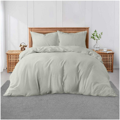 GC GAVENO CAVAILIA Plain Dyed Duvet Cover Double Polycotton Solid Bedding Set Breathable Lightweight Duvet Cover Bed Set Duck Egg