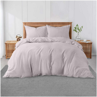 GC GAVENO CAVAILIA Plain Dyed Duvet Cover Double Polycotton Solid Bedding Set Breathable & Lightweight Duvet Cover Bed Set Grey